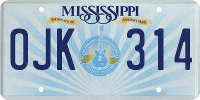 MS license plate OJK314