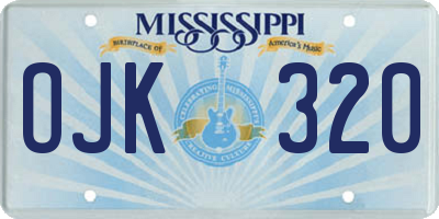 MS license plate OJK320