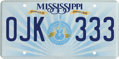 MS license plate OJK333