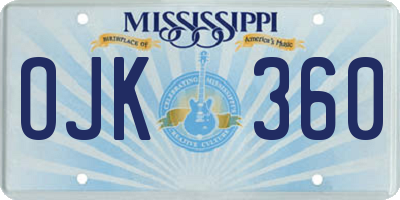 MS license plate OJK360
