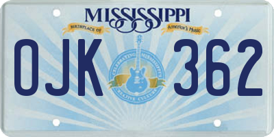 MS license plate OJK362