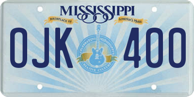 MS license plate OJK400