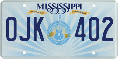 MS license plate OJK402
