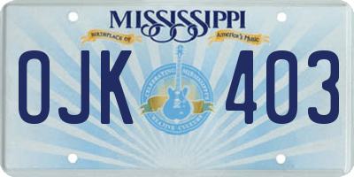 MS license plate OJK403