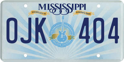 MS license plate OJK404