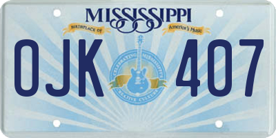 MS license plate OJK407