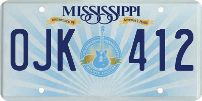 MS license plate OJK412