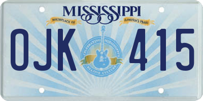 MS license plate OJK415