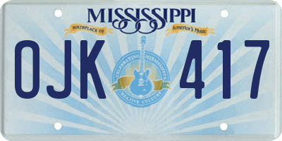 MS license plate OJK417