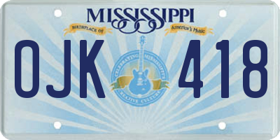 MS license plate OJK418