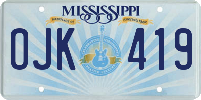 MS license plate OJK419