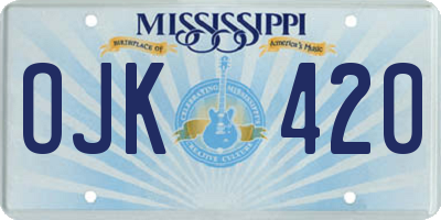 MS license plate OJK420