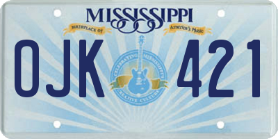 MS license plate OJK421