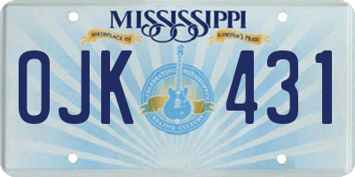 MS license plate OJK431