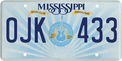 MS license plate OJK433