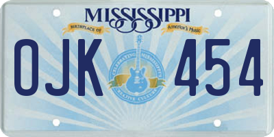 MS license plate OJK454