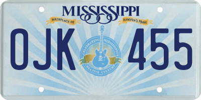MS license plate OJK455