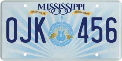 MS license plate OJK456