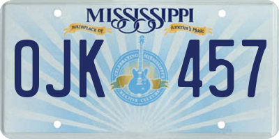 MS license plate OJK457