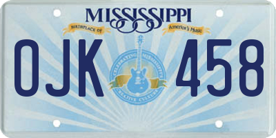 MS license plate OJK458