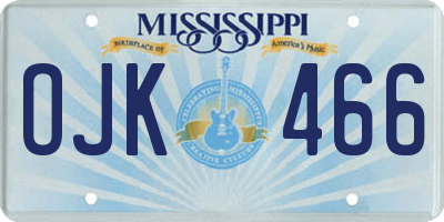 MS license plate OJK466