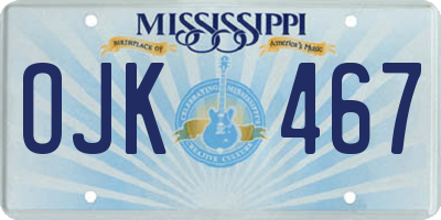 MS license plate OJK467