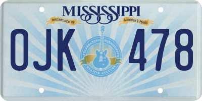 MS license plate OJK478