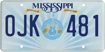 MS license plate OJK481