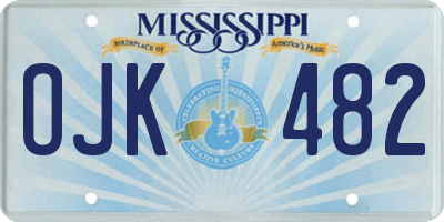 MS license plate OJK482