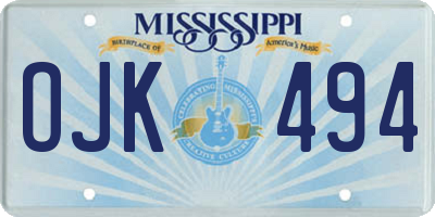 MS license plate OJK494