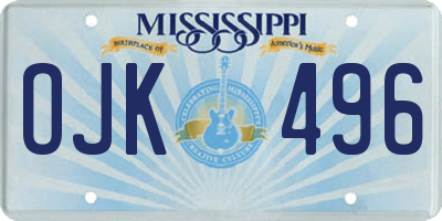 MS license plate OJK496