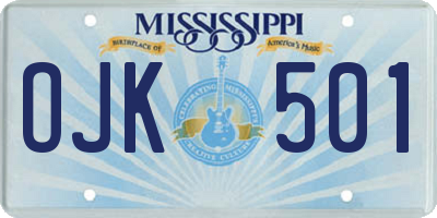 MS license plate OJK501