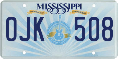 MS license plate OJK508