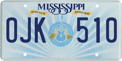 MS license plate OJK510