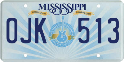 MS license plate OJK513