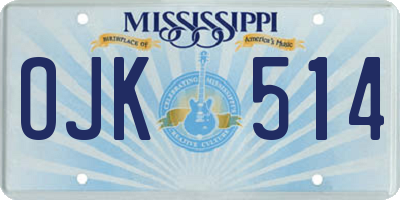 MS license plate OJK514