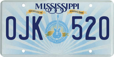 MS license plate OJK520