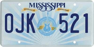 MS license plate OJK521