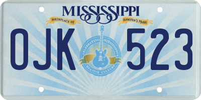 MS license plate OJK523