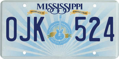 MS license plate OJK524