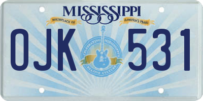 MS license plate OJK531