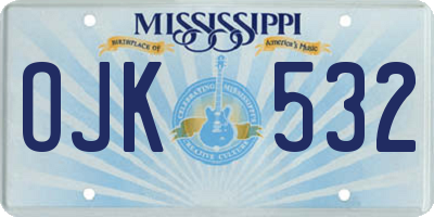 MS license plate OJK532