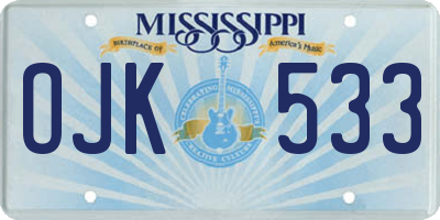 MS license plate OJK533