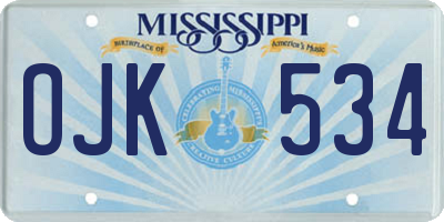MS license plate OJK534