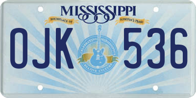 MS license plate OJK536