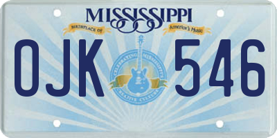 MS license plate OJK546