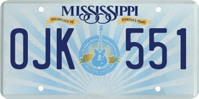 MS license plate OJK551