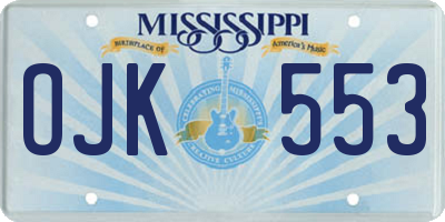 MS license plate OJK553