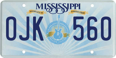 MS license plate OJK560