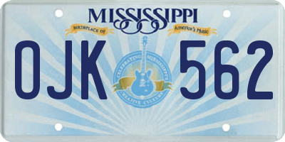 MS license plate OJK562